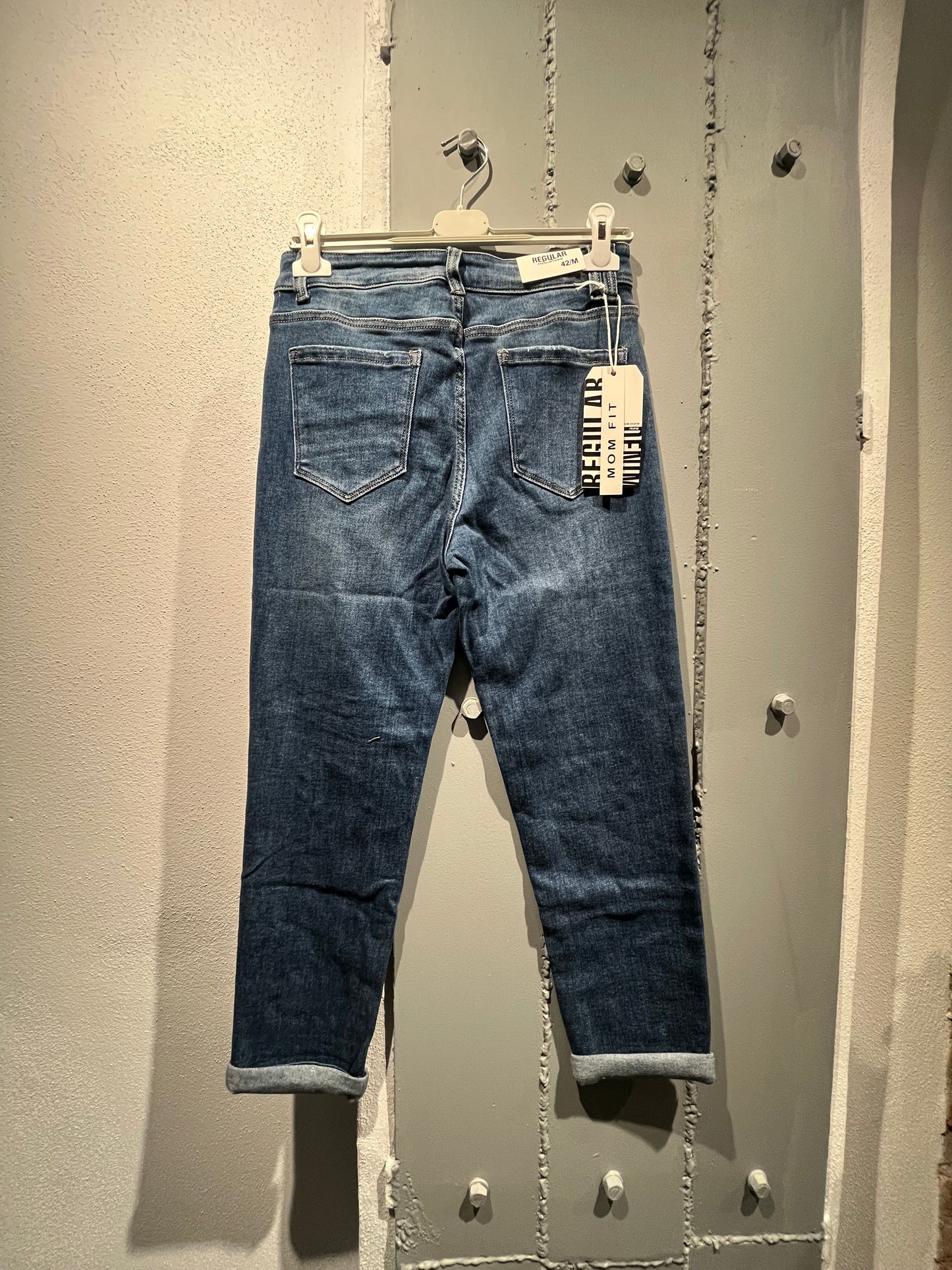 MOM FIT REGULAR DENIM BRILLOS